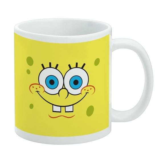SpongeBob Smiling Face Ceramic Coffee Mug, Novelty Gift Mugs for Coffee, Tea and Hot Drinks, 11oz, White