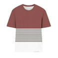 thumbnail image 3 of Scyoekwg Womens Crew Neck Short Sleeve T Shirts Trendy Color Block Striped T-Shirt Casual Loose Fashion Tee Tops Blouses (Watermelon Red,XL）, 3 of 3