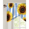 thumbnail image 3 of Tie Up Valance Curtain for Kitchen,Farm Watercolor Sunflower Rod Pocket Short Curtains Adjustable Tie-Up Shade Valances,Blue Stripe Window Treatment for Bathroom Living Room Bedroom, 3 of 8