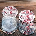 thumbnail image 4 of CARIBOU Drink Round Fabric Felt Neoprene Coasters Set of 4pcs, Spring Flowers Cherry Blossom, 4 of 4