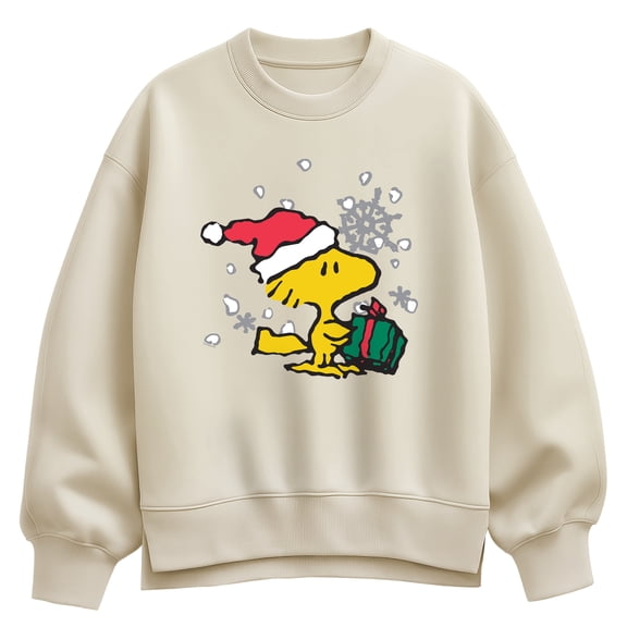 Peanuts - Woodstock Christmas - Women's Oversized Fleece Crew Sweatshirt