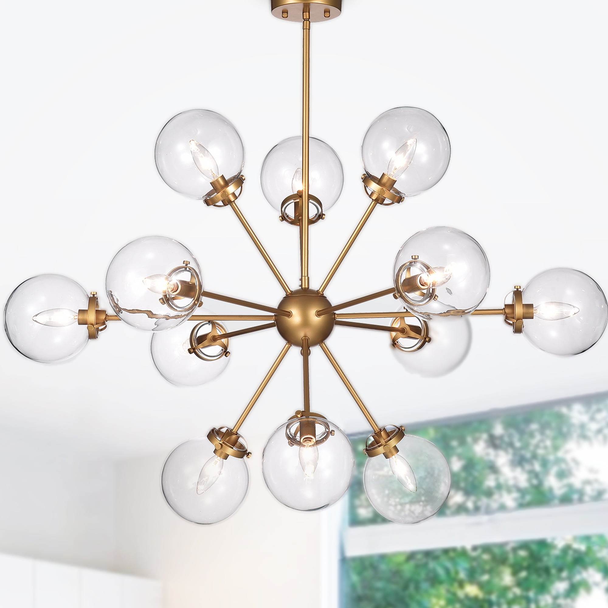 Masakee 12-light Sputnik Metal Chandelier with Clear Glass Globe Shades