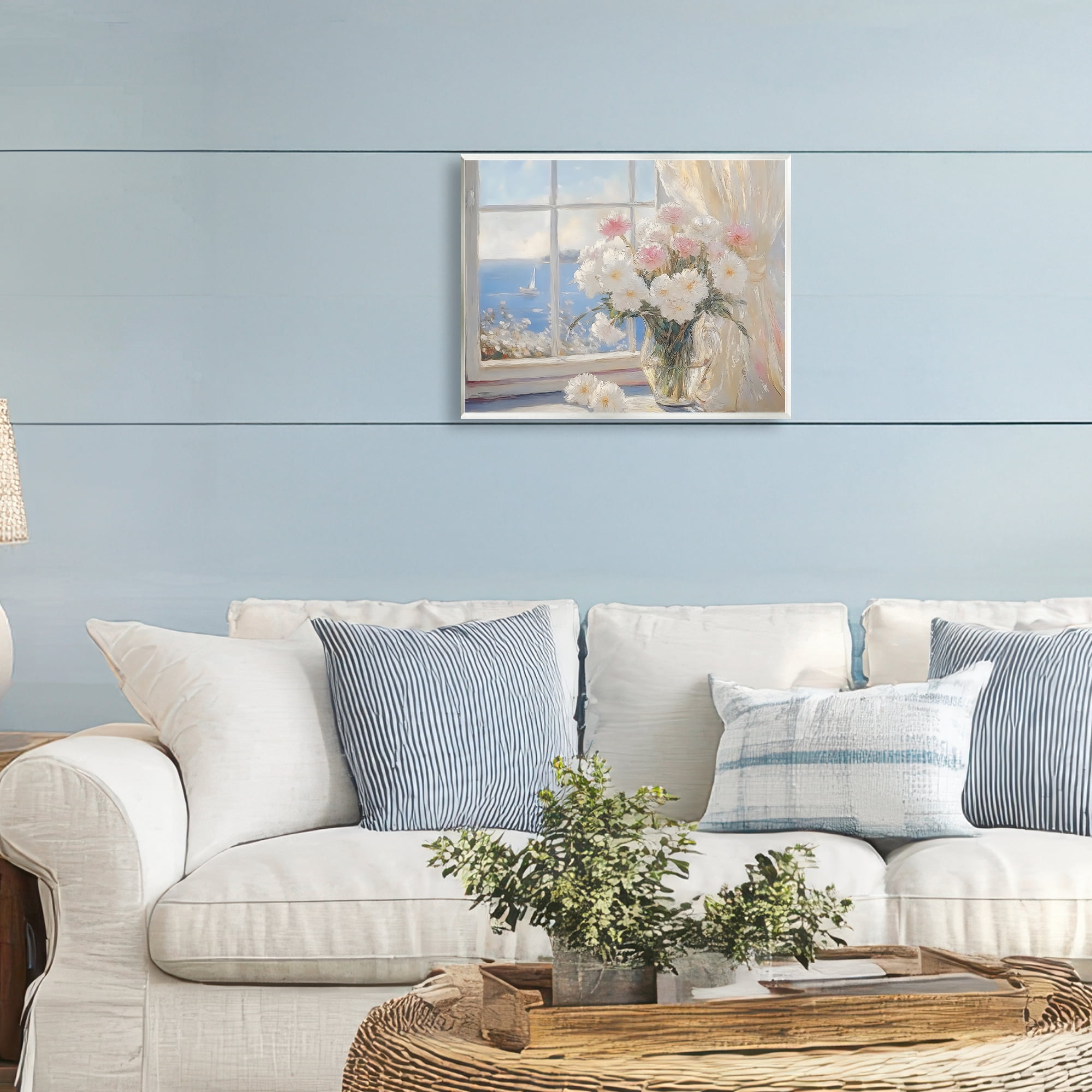 Stupell Industries Coastal View Floral Window Bouquet Wall Plaque Art, design by LSR Design Studio