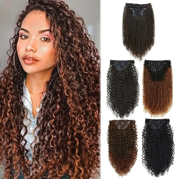 Peluca de Pelo Largo Ondulado Fiudx Para Mujer Raya Media Cabeza Completa