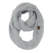 C.C Soft Furry Two Tone Knit Cowl Snood Loop Pullover Infinity Scarf, Natural Gray