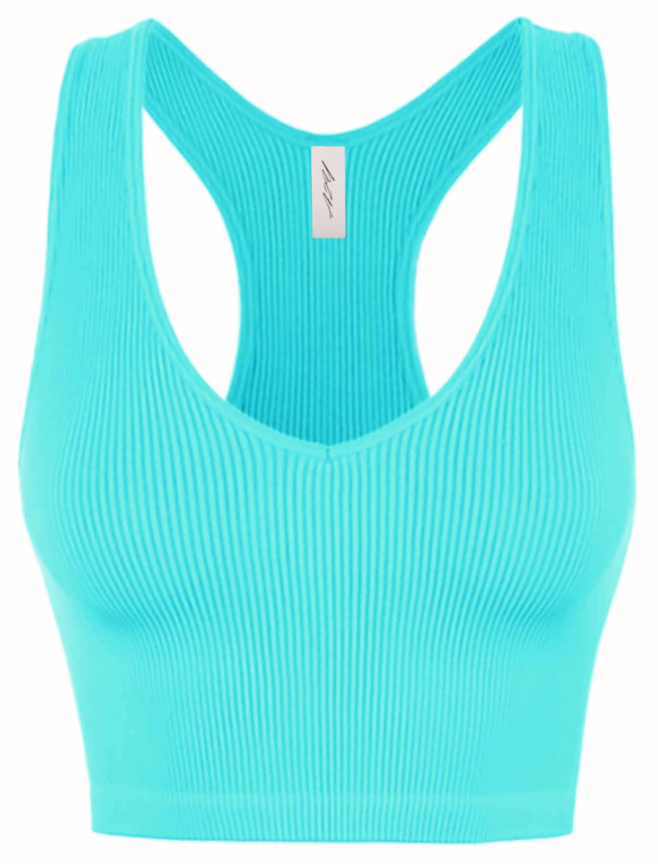 A2Y Women's Ribbed Seamless Workout Cropped Racerback Tank Tops Mint