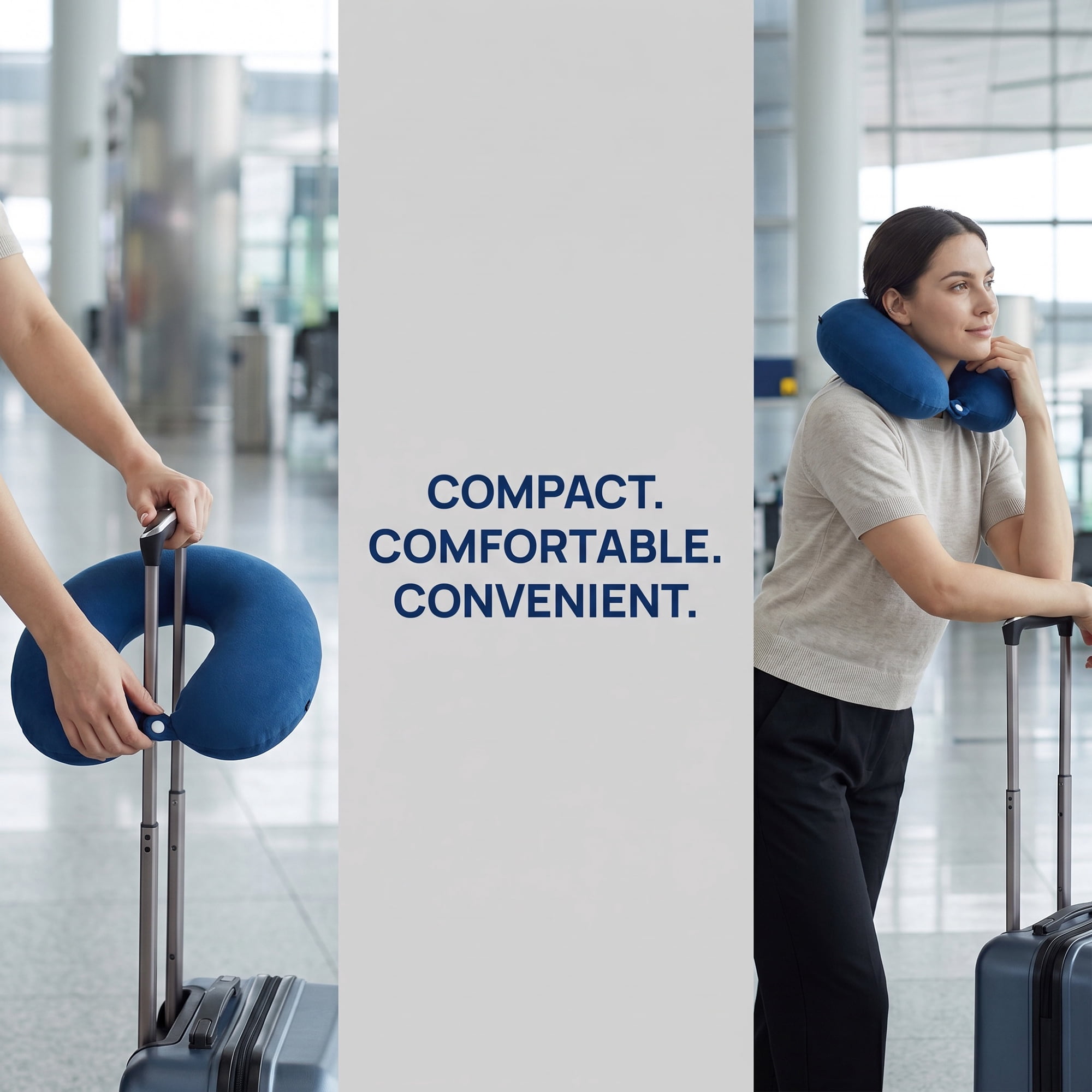 Unique Bargains Memory Foam Travel U Shape Neck Pillow Snap Closure Blue 12"x12"x4"