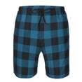 thumbnail image 3 of Fotbe Blue Black Plaid Trajes de Baño Estampados para Hombre, Shorts de Verano de Secado Rápido, Ropa de Playa, Bañadores-XX-Large, 3 of 6