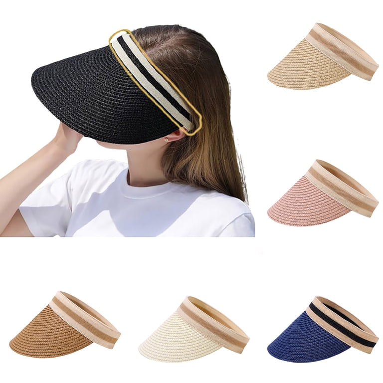 ZACPNCV Sun Visor Hat for Women Wide Brim Straw Visors Beach  display picture 2