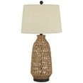 thumbnail image 2 of 360 Lighting San Carlos Modern Coastal Table Lamp 29" Tall Natural Rattan Wicker Oatmeal Fabric Drum Shade for Bedroom Living Room Bedside Nightstand, 2 of 9