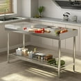 thumbnail image 7 of BENESKY 48 x 24 IN Stainless Steel Work Table, Commercial Prep Heavy-Duty Stainless Steel Kitchen Island with Backsplash and Undershelf, for Kitchen Restaurant Home and Hotel, 7 of 7