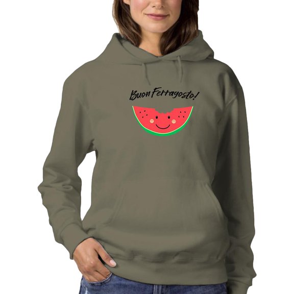 Buon Ferragosto! Cute Watermelon Hoodie Women -Image by Shutterstock, Female 3X-Large
