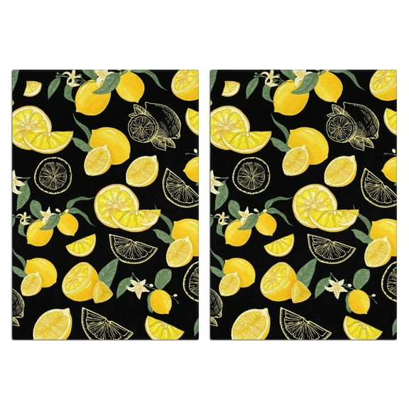 Set of 2 Fruit Kitchen Towels – Lemon Design Dish Towels 18x26, Absorbent Soft Tea Towels for Kitchen Drying and Decorative Use