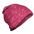 thumbnail image 1 of Winter Unisex Beanie, Gentle Snow Feminine, Hiking Outdoors, Pink White, by Ambesonne, 1 of 1