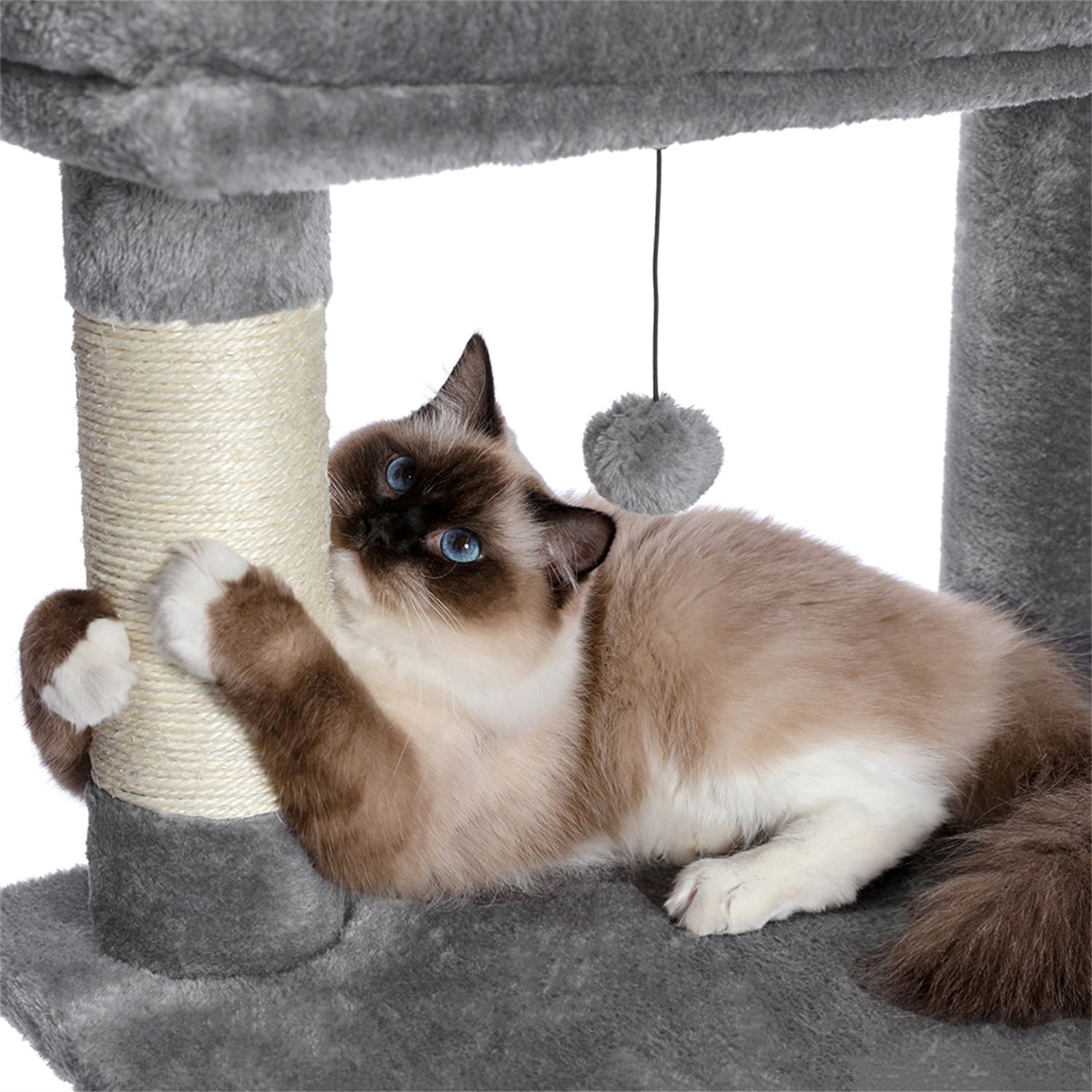 Pefilos Cat Tree for Indoor Cats Large with Scratching Post and Hanging Bed Cat Condo for Multiple Cats, Cat Tree Tower for Outdoor, Gray Pefilos Cat Tree for Indoor Cats Large with Scratching Post and Hanging Bed Cat Condo for Multiple Cats, Cat Tree Tower for Outdoor, Gray