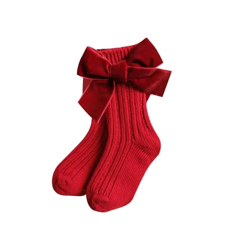

Kiapeise Newborn Baby Girls Velvet Bow Knot Knitted Socks Cotton Warm Leg Warmer Infant Toddler Baby Autumn Winter Soft Socks 0-3Y