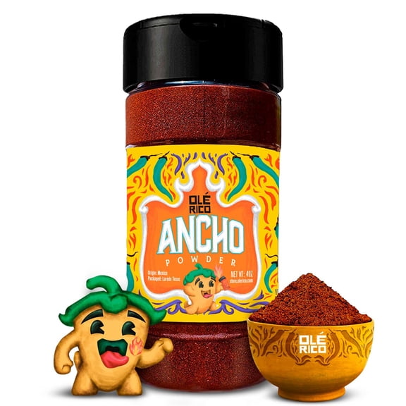 OLÉ RICO - Ancho Chili Powder Spice Shaker 4 oz, Great for Recipes, Mole, Sauces, Stews, Salsa, Enchiladas, Medium Heat, Sweet and Smoky Flavor