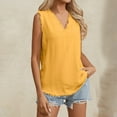 thumbnail image 3 of Womens Sleeveless Ruffled V Neck Tops Summer Linen Tank Tops Solid Color Edge Hem Camisoles 100 Polyester Shirts Women Spandex Tee Women Athletic Shirt Women S Tops Short Sleeve Layering Tee, 3 of 5