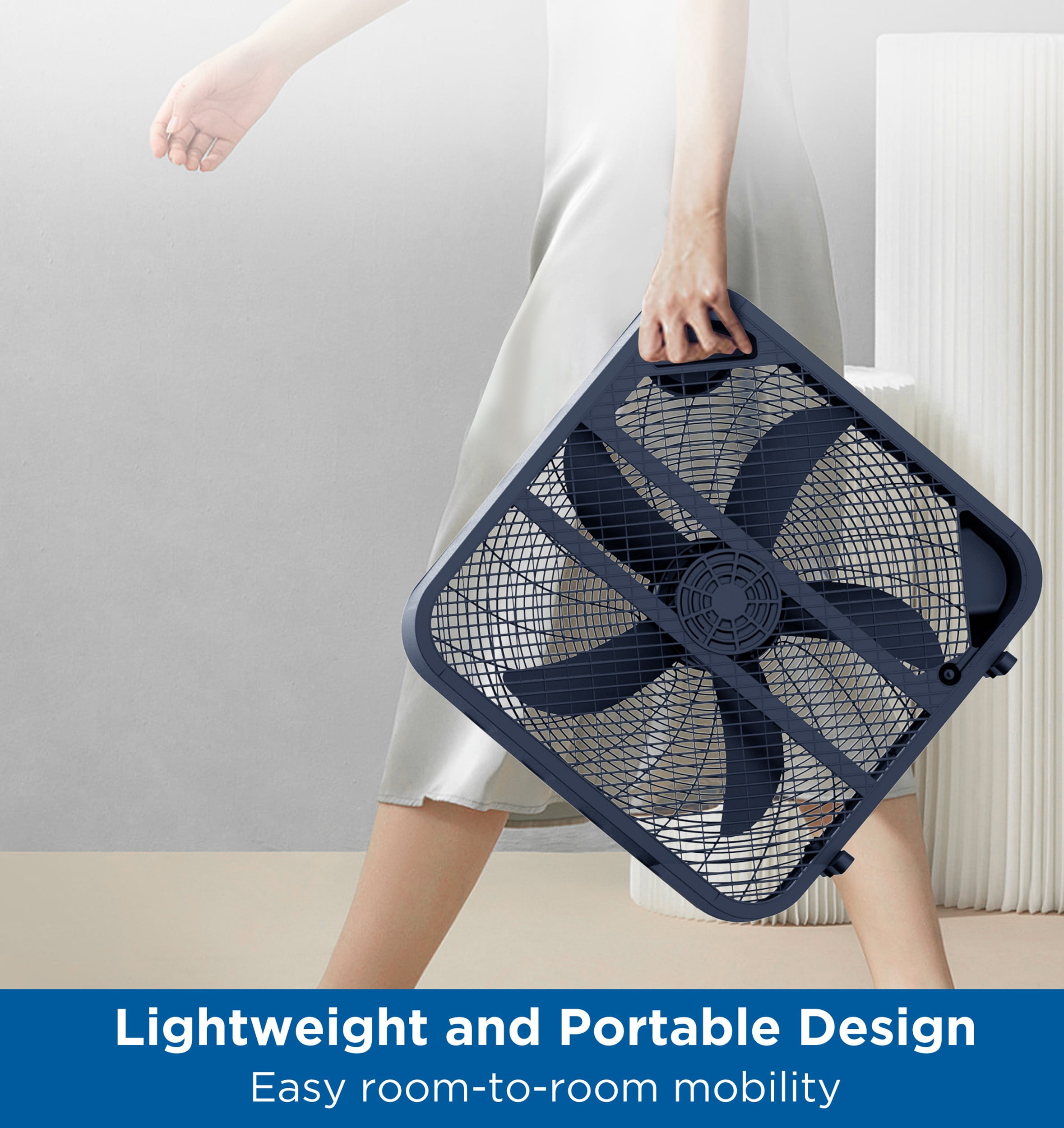 Mainstays 20" 3-Speed Portable Box Fan, FB50-16HI, New, Indigo