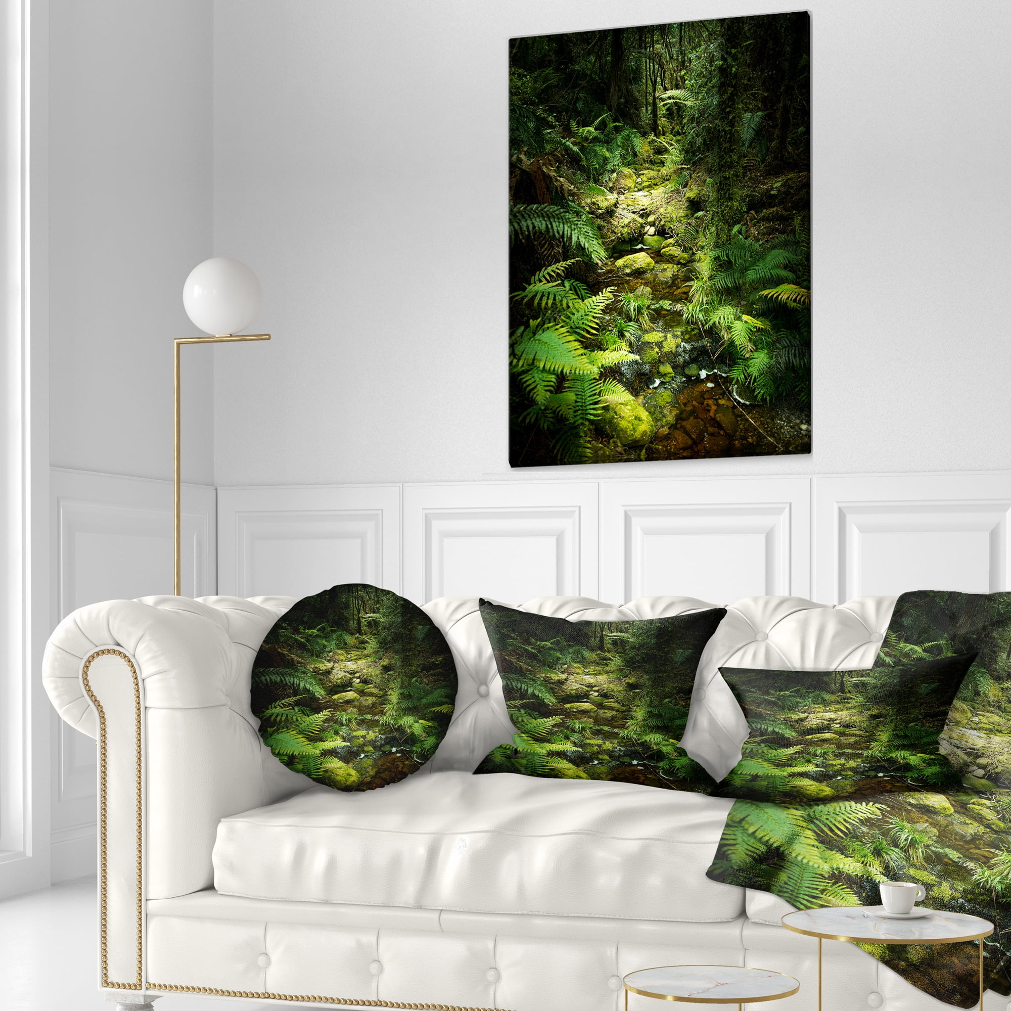 Designart Green Forest of New Zealand - Landscape Photo Throw Pillow - 12x20