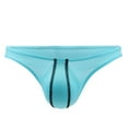 thumbnail image 3 of UVEASISHA Mens Thong Bikini Low Rise Slim Fit Briefs Comfy Breathable G-String Soft Stretch Underwear Light Blue M, 3 of 4