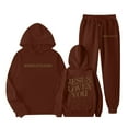 thumbnail image 2 of Gelikeya Jesus Loves You Hoodie Sweatshirts Sweatpants 2 Piece Girls Sweatsuits Hooded Tops Pants Sets 1-9Y (Coffee, 3-4 Years), 2 of 5