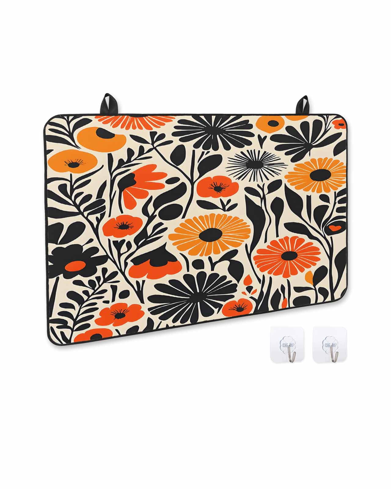 nqOlkjepod Large Induction Cooktop Protector Mat 36"x21", Orange Yellow Black Stove Top Covers for Electric Stove, Summer Botanical Tropical Leaf Stove Burner Cover Mats, Glass Top Stove Cover