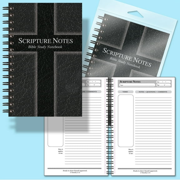 Scripture Notes Bible Study Notebook-Black (Hardcover)