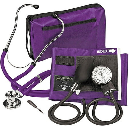 Veridian Healthcare Sterling ProKit Adjustable Aneroid Sphygmomanometer with Sprague Stethoscope, Adult,