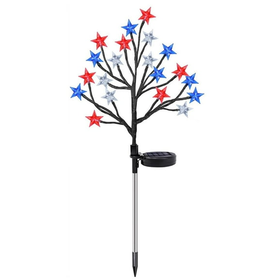 4th Of July Decorations Outdoor Solar Garden Lights Red White And Blue Star For Outside Modes Fourth Of July Lights Home Decorations Gifts
