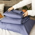 thumbnail image 2 of DreamFit® 100% Egyptian Cotton Sheet Set, DreamCool™ Collection - Blue - Split Head Queen, 2 of 3
