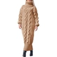 thumbnail image 5 of xiaxaixu Robe Longue d'Hiver en Tricot pour Femmes Couleur Unie Manches Longues Col Montant Robe Chandail Ample, 5 of 5