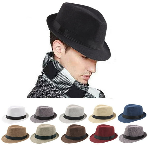 Sunjoy Tech Unisex Classic Fedora Hat Panama Wide Brim Hat Sun Hats Casual Jazz Linen Beach Sunhat for Women Men