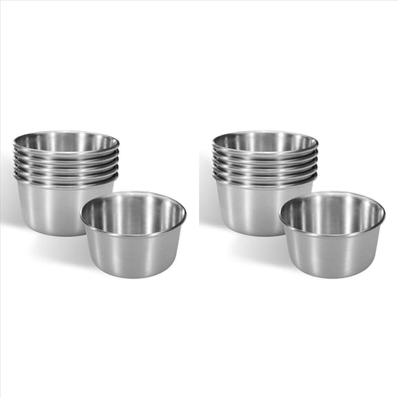 Rollbacks & More 12Pcs 2 Oz Stainless Steel Dipping Sauce Cup, Mini Dip Bowls, Reusable Metal Condiment Cups Ramekins Containers (Silver)