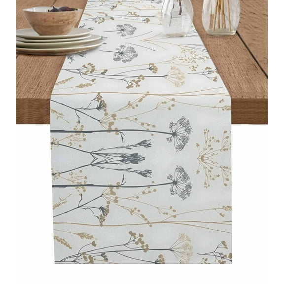 Vintage Botanical Floral Table Runner Cotton Linen 36 Inch Holiday Dresser Scarves, Watercolor Flowers Vintage Tablerunner for Kitchen Coffee Dining Bedroom Living Room Dinner Scarf Décor 13''x36''