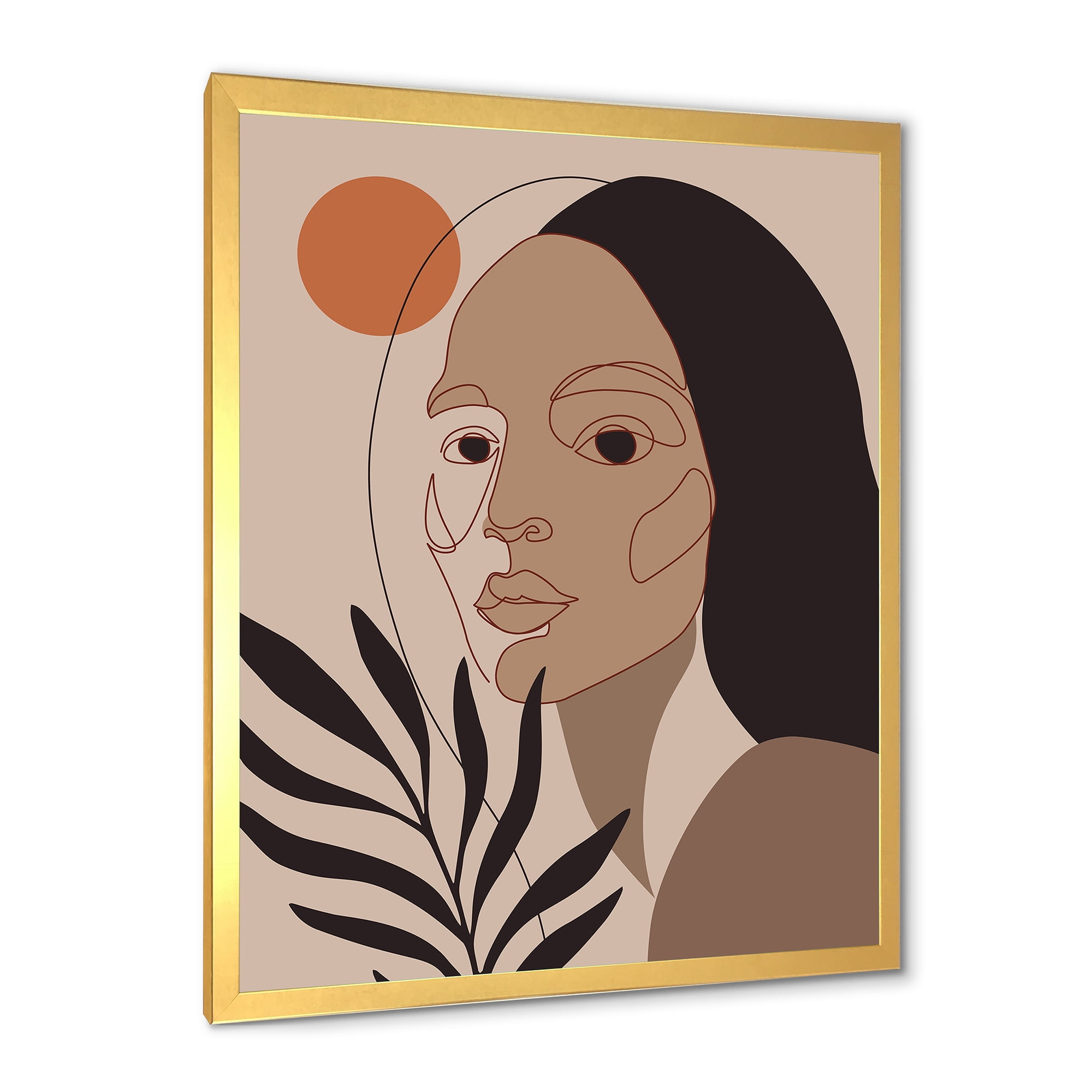 Designart 'Retro Minimal Portrait of Young Girl' Modern Framed Art Print
