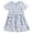 Blue, variant on Toddler Girls' Houndstooth Plaid Dress, Short Sleeve Sunflower Embroidery A-Line Dress, Summer Casual Party Princess Dress for Kids,6-7 Years