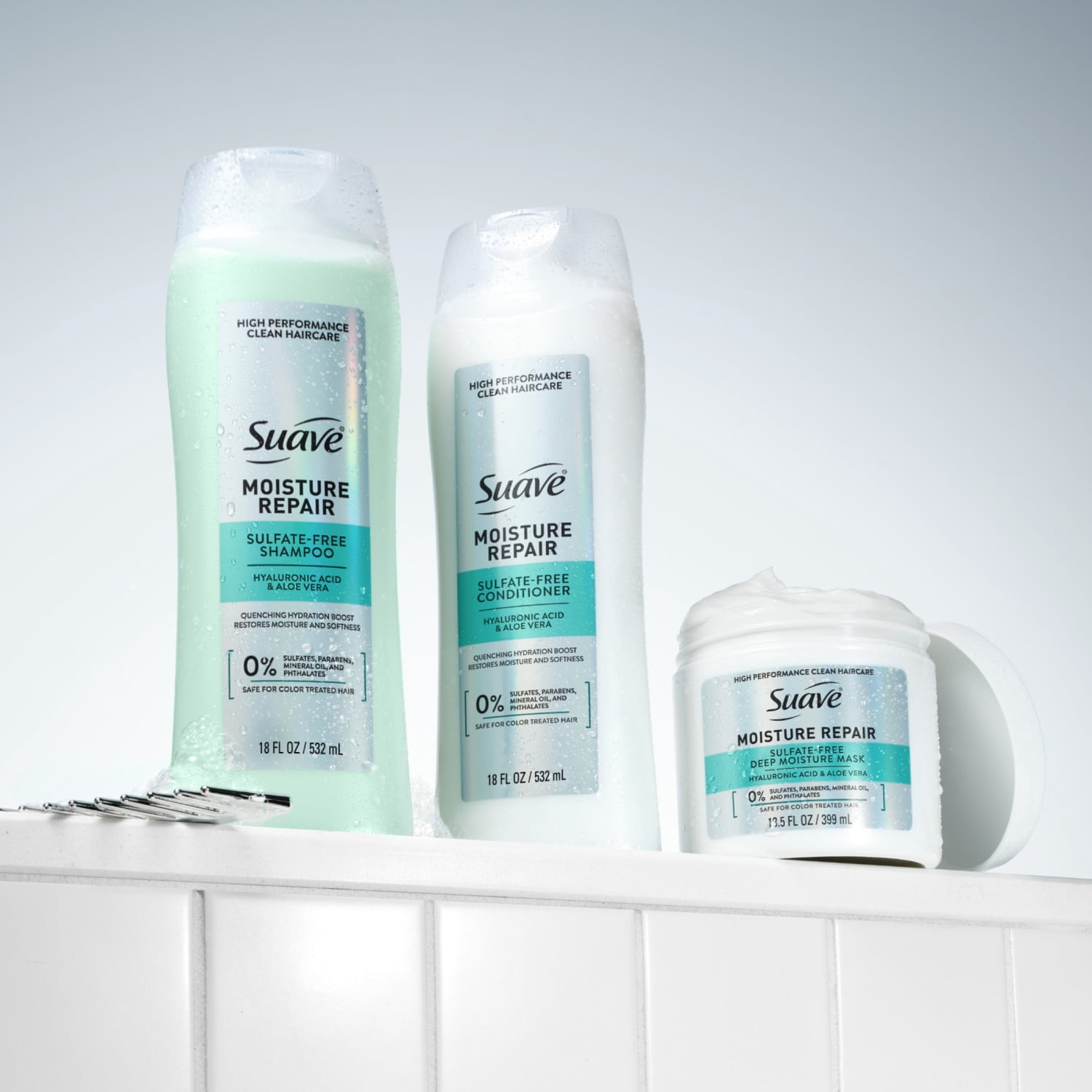 Suave Moisture Repair Sulfate-Free Shampoo with Hyaluronic Acid & Aloe Vera, 18 fl oz