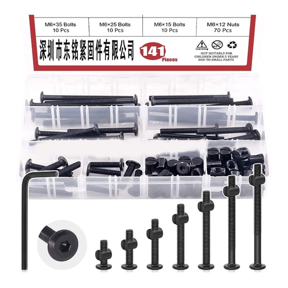 141pcs Baby Crib Hardware Replacement Set Hex Drive Stable Screws and Nut With Wrenches for Easy Assembly Daily Use