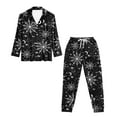 thumbnail image 5 of DISNIMO 2 Pack Pajama Sets for Womens Spider Web Printed Long Sleeve Halloween Sleepwear Button Down Loungewear with Long Pants V Neck Soft Nightwear, 5 of 7