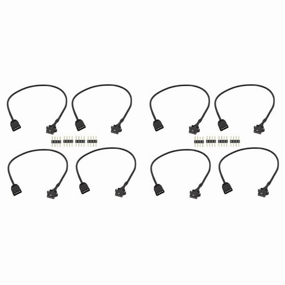 8Pcs RGB Extension Cable 12V 4 Pin to SM 4Pin Female ARGB Connector Adapter Cable for Computer Fan Motherboard LED Strip,8 x 4Pin to SM female extension cable 8 x 4Pin connector pins,Black