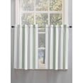 thumbnail image 3 of Sage Green Grey Stripe Tier Curtains 45 Inches Long, Modern Farmhouse Vertical Striped Window Treatment Curtain Drapes, Window Half Privacy Curtains for Bedroom Bathroom, 42"x45", 2 Panels, 3 of 7