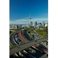 thumbnail image 2 of Wall, David 23x32 White Modern Wood Framed Museum Art Print Titled - Motorways-Lightpath cycleway-and Skytower-Auckland-North Island-New Zealand, 2 of 4