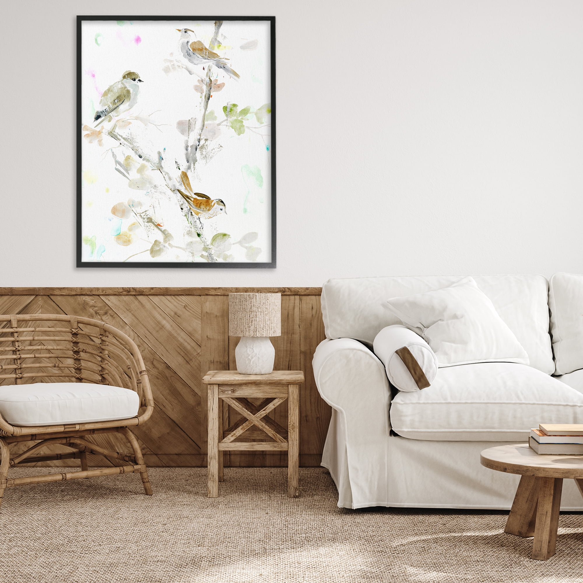 Stupell Industries Delicate Feathers Trio Black Framed Giclee Art, design by Lorenzo Collective