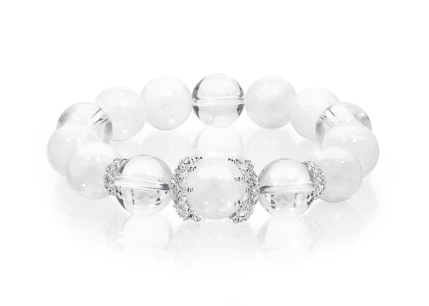Natural 11-12mm Crystal Quartz & White Jade Stretch Beaded Gemstone Bracelet Unisex Jewelry Gift for Men Women