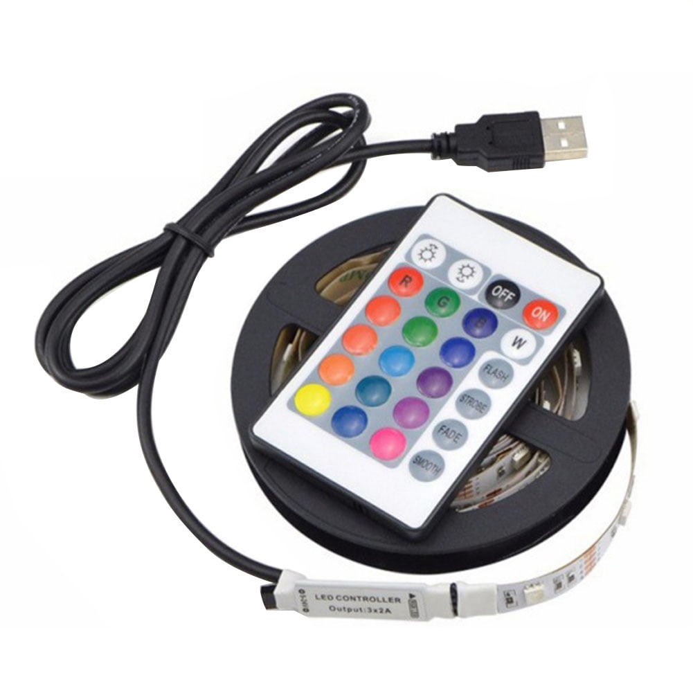 Details about   USB LED Strip Lights with Remote Control,5 Volts,6.56 ft/2M,5050RGB Flexible... 