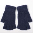 thumbnail image 2 of UTSJKR Half Finger Gloves for Women Men Fingerless Work Warm Thick Soft Knit Touchscreen Sports Gloves for Adults Navy, 2 of 5