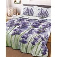 thumbnail image 3 of Quilts Full Size, Purple Lavender Soft Comforter Bedding Set for Bed, Pastoral Botanical Floral Dragonfly Lightweight Quilted Bedspread with Pillow Cover(2 Pieces) for All Season, 78x90 Inch, 3 of 6