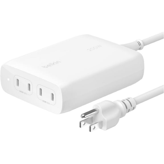 Belkin BoostCharge Pro 4-Port USB-C GaN Wall Charger, 200W Multi-Port Charger USB-C PD 3.1 Fast Charge   5ft Power Cord - MacBook, iPhone 16, iPad, Galaxy S25, Google Pixel, Nintendo Switch 2 & More