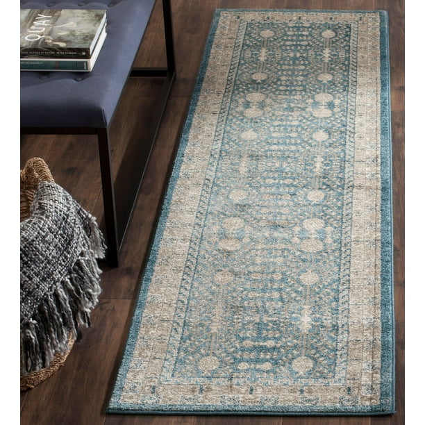 SAFAVIEH Sofia Cionadogh Border Runner Rug, Blue/Beige, 2'2" x 6